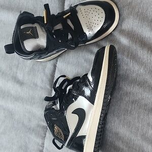 Nike Kids Black and Silver Jordan High-Top Sneakers